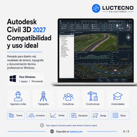 Autodesk Civil 3D 2027 para Windows | 1 Equipo | Permanente | Ingeniería civil, topografía, carreteras, superficies, corredores, redes, BIM y documentación técnica