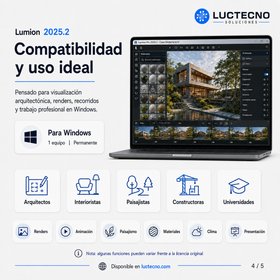 Lumion 2025.2 para Windows | Permanente | Software de renderizado 3D arquitectónico, visualización profesional, recorridos virtuales y presentación de proyectos