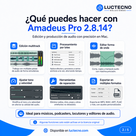 Amadeus Pro 2.8.14 para Mac | Editor de audio profesional para grabar, cortar y masterizar