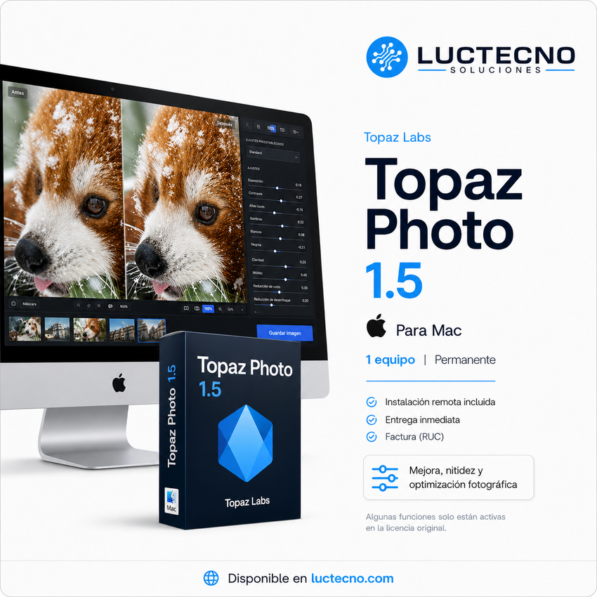 Topaz Photo AI 1.5 para Mac | Mejora de fotos con inteligencia artificial