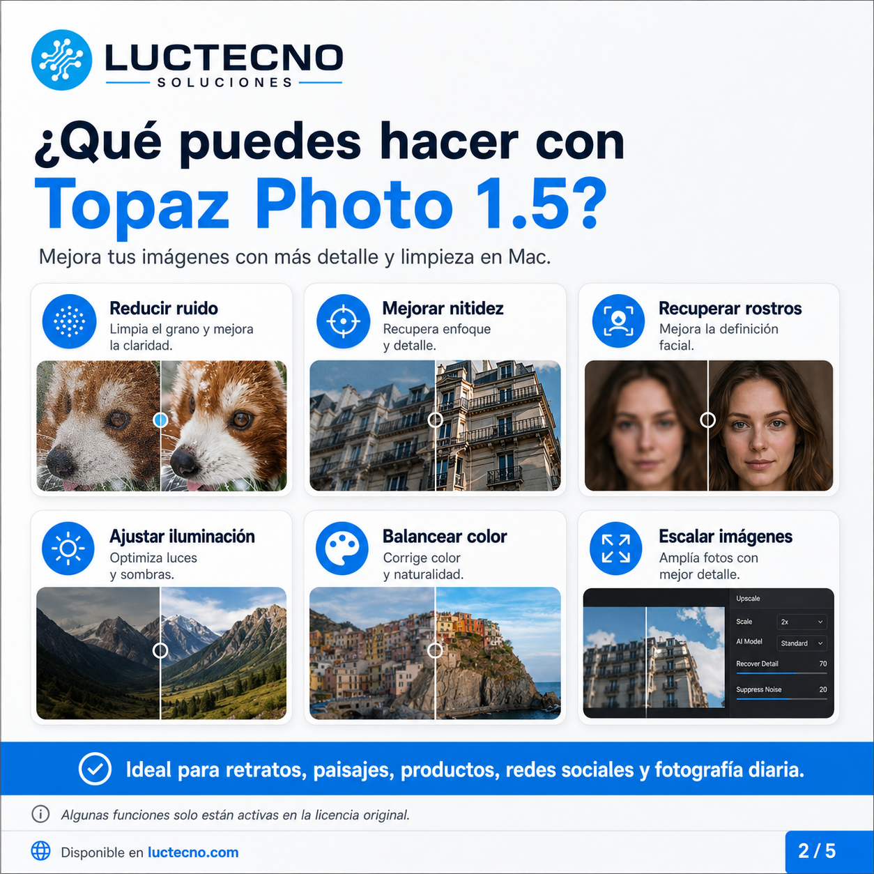 Topaz Photo AI 1.5 para Mac | Mejora de fotos con inteligencia artificial