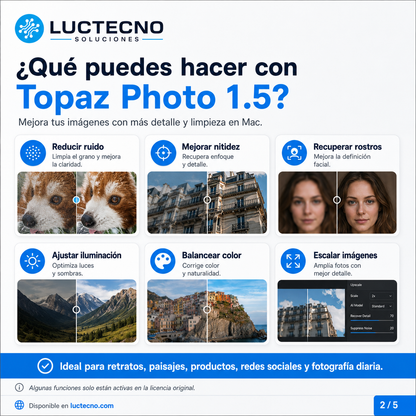 Topaz Photo AI 1.5 para Mac | Mejora de fotos con inteligencia artificial