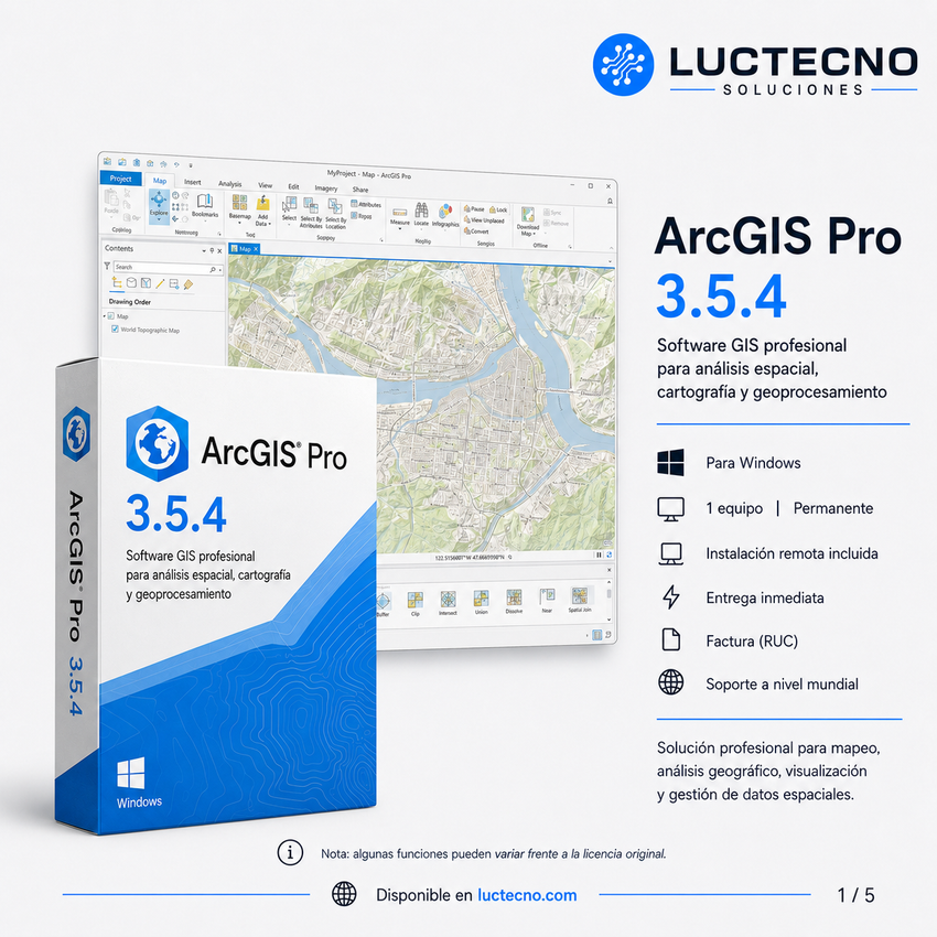ArcGIS Pro 3.5.4 para Windows | Software GIS profesional para mapas, análisis espacial, geoprocesamiento, cartografía y datos geográficos