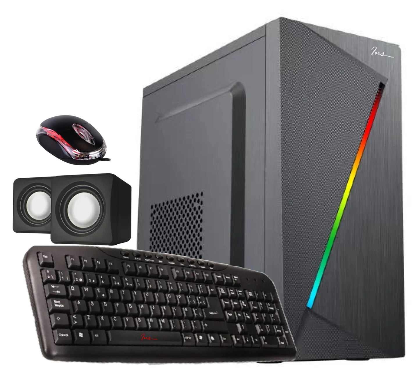 Combo Case INS CA-054 Black / ATX / Fuente 950W / USB 3.0 + 2.0 / Panel LED RGB / Teclado + Mouse + Parlantes