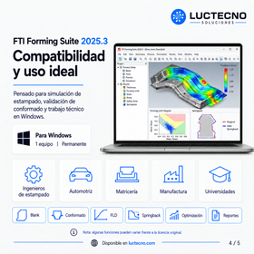 FTI Forming Suite 2025.3 para Windows | Permanente | Software de simulación, formabilidad, costos, nesting y planificación de procesos para lámina metálica