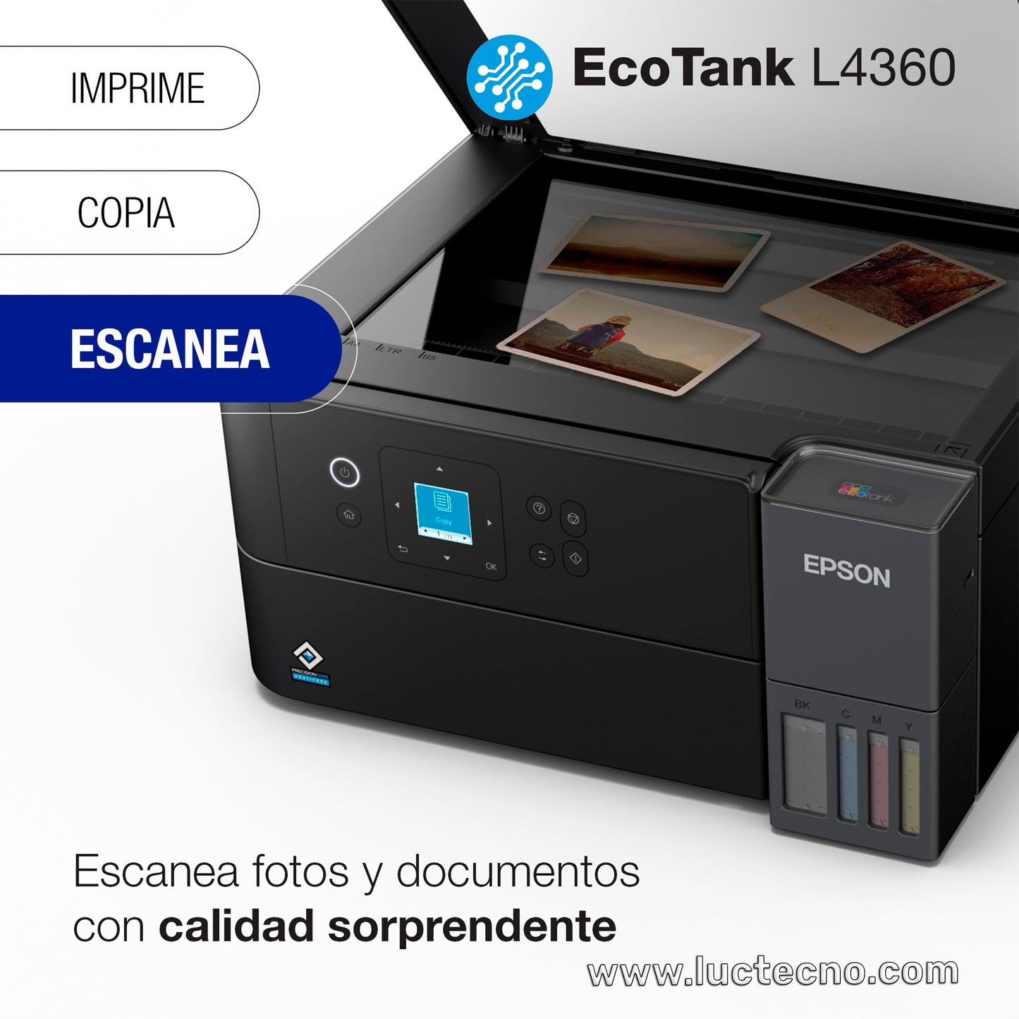 IMPRESORA EPSON ECOTANK L4360 DUPLEX WIFI SMART PANEL MULTIFUNCION TINTA CONTINUA 504 GARANTIA 12 MESES