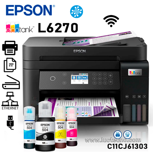 IMPRESORA EPSON ECOTANK L6270 DUPLEX WIFI SMART PANEL MULTIFUNCION TINTA CONTINUA 504 C11CJ61301 GARANTIA 12 MESES