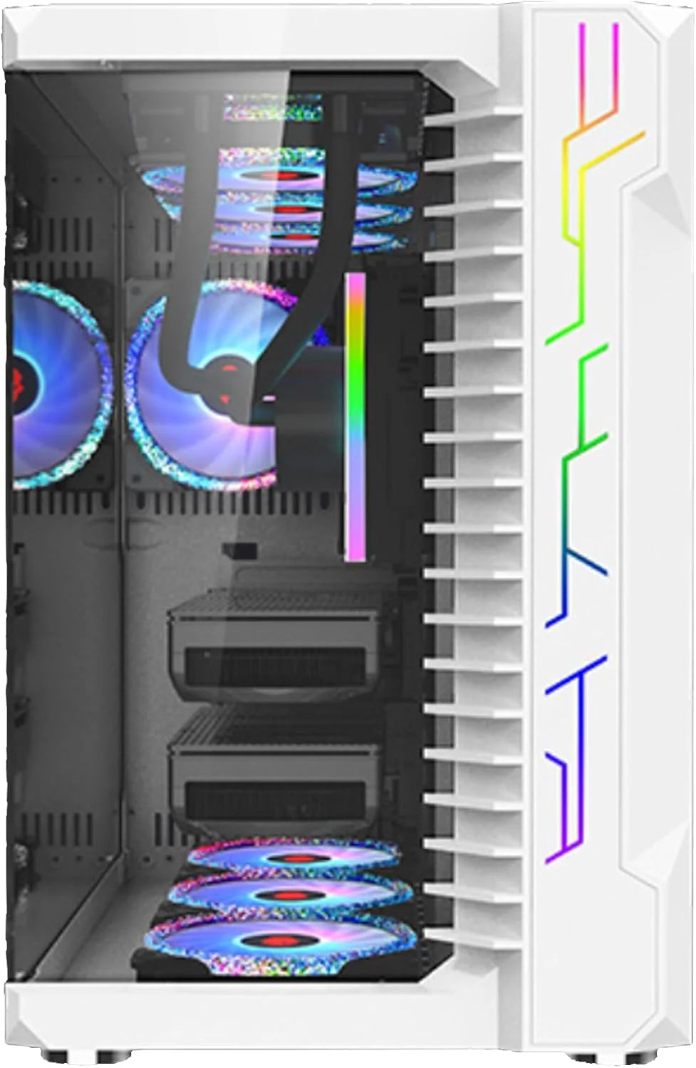 Kit Case GAMEKM CA-025 White / ATX / Vidrio Templado 270° / Soporte Refrigeración Líquida 360° / 4*Fans ARGB + Controlador RGB AURA Sync + CR / Sin Fuente