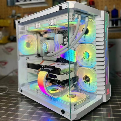 Kit Case GAMEKM CA-025 White / ATX / Vidrio Templado 270° / Soporte Refrigeración Líquida 360° / 4*Fans ARGB + Controlador RGB AURA Sync + CR / Sin Fuente