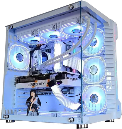 Kit Case GAMEKM CA-025 White / ATX / Vidrio Templado 270° / Soporte Refrigeración Líquida 360° / 4*Fans ARGB + Controlador RGB AURA Sync + CR / Sin Fuente