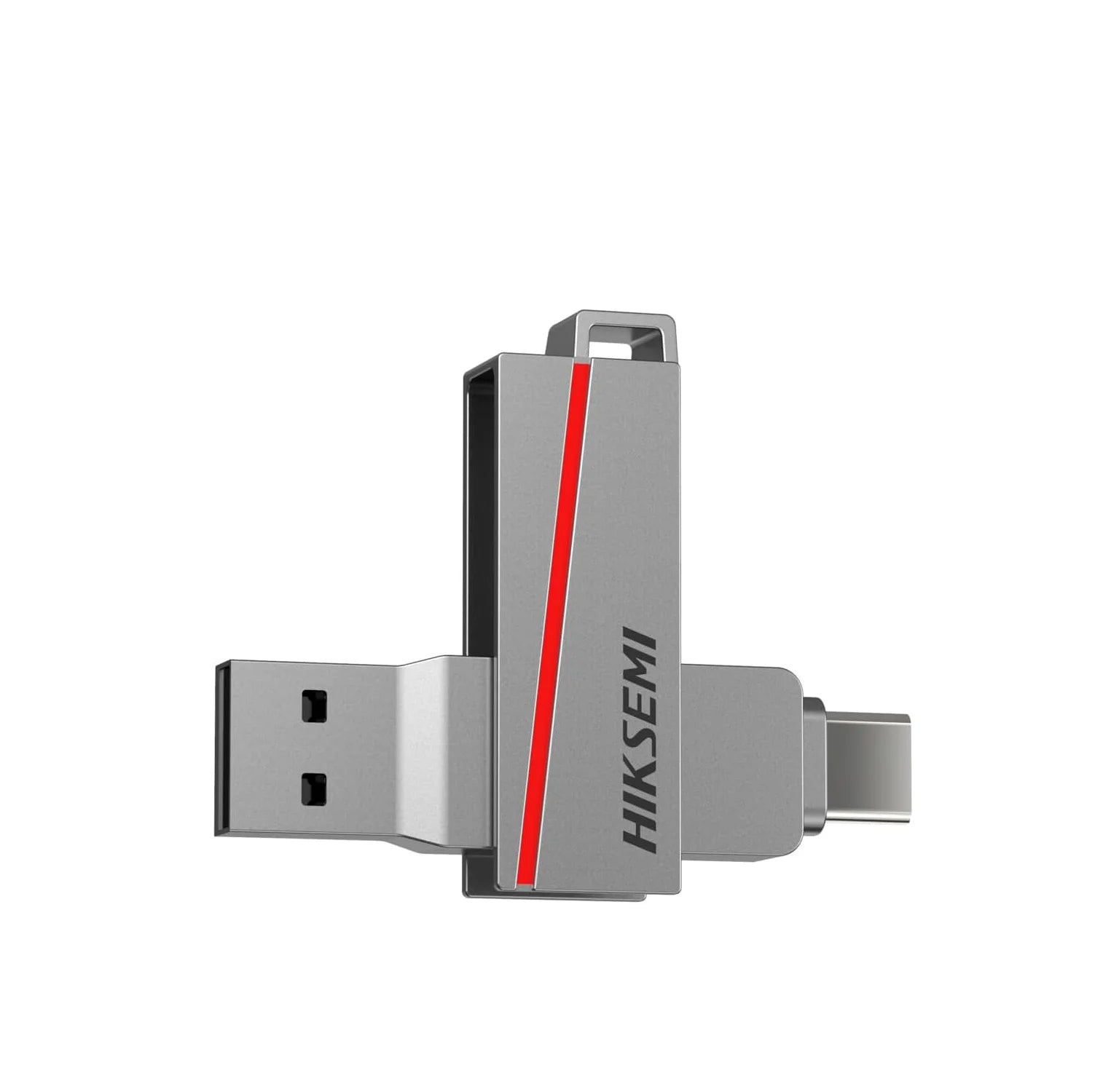 Hiksemi DUAL Slim E307C 128GB USB 3.2 Type-A and Type-C Dual USB Flash Drive - Metallic Grey