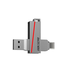 Hiksemi DUAL Slim E307C 128GB USB 3.2 Type-A and Type-C Dual USB Flash Drive - Metallic Grey