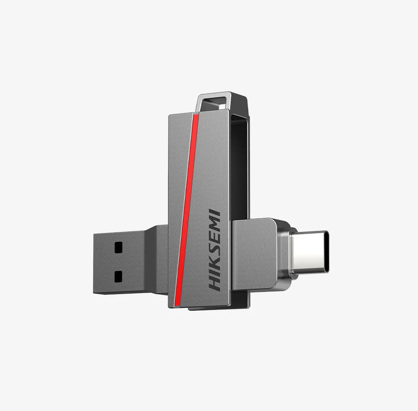Hiksemi DUAL Slim E307C 64GB USB 3.2 Type-A and Type-C Dual USB Flash Drive – Metallic Grey