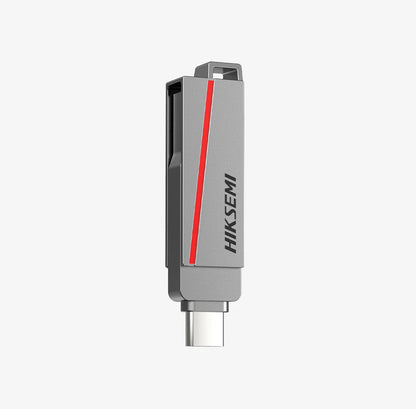 Hiksemi DUAL Slim E307C 64GB USB 3.2 Type-A and Type-C Dual USB Flash Drive – Metallic Grey