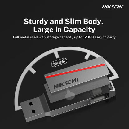 Hiksemi DUAL Slim E307C 64GB USB 3.2 Type-A and Type-C Dual USB Flash Drive – Metallic Grey