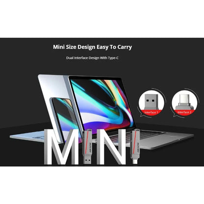 Hiksemi DUAL Slim E307C 64GB USB 3.2 Type-A and Type-C Dual USB Flash Drive – Metallic Grey