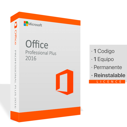 Microsoft Office 2016 Pro Plus | 1 Equipo | Permanente | Reinstalable