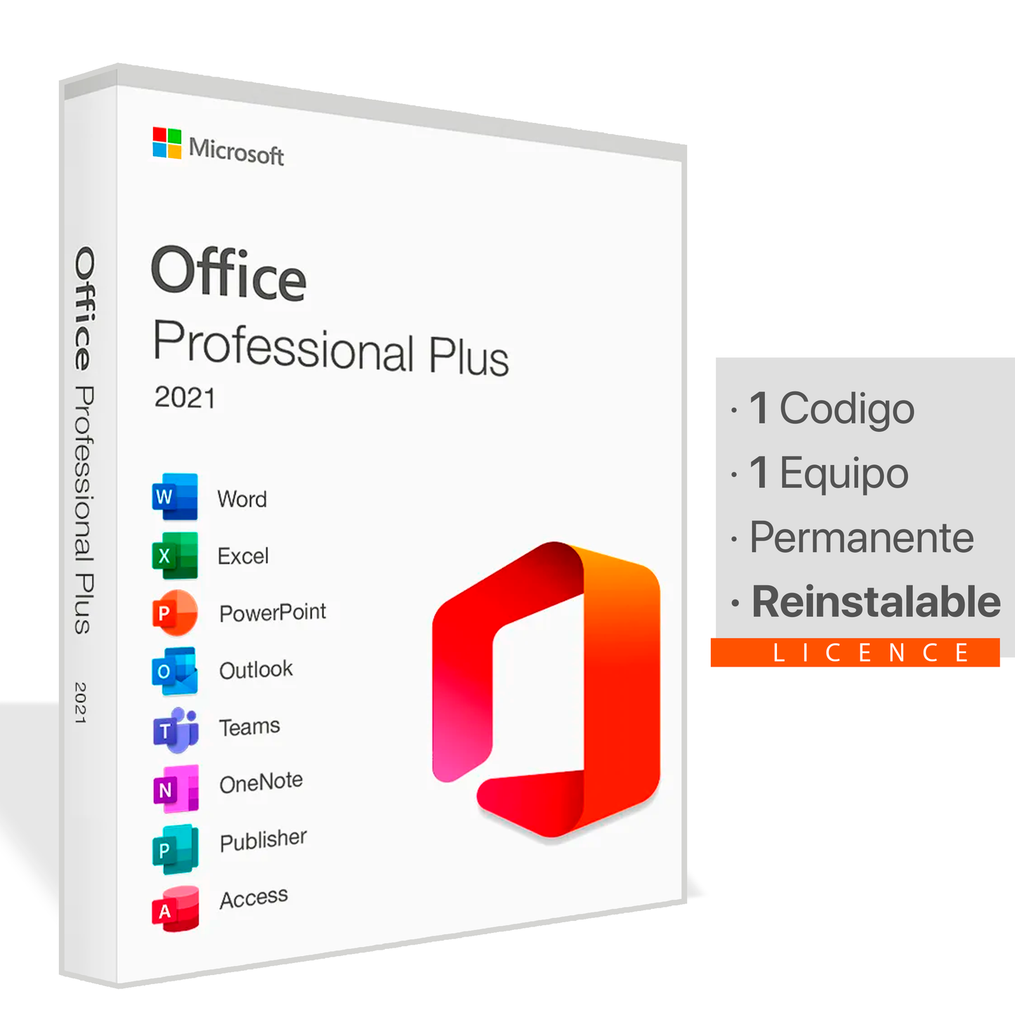 Microsoft Office 2021 Pro Plus | 1 Equipo | Permanente | Reinstalable