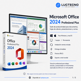 Microsoft Office 2024 Profesional Plus para Windows / Mac | Permanente | Suite de ofimática profesional para documentos, hojas de cálculo, presentaciones, correo y productividad