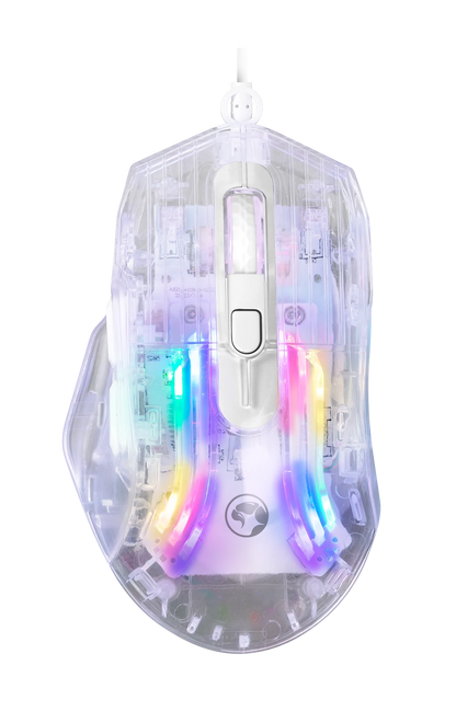 Mouse Gamer Marvo Scorpion M413 Transparente 7200 DPI – RGB, Silencioso, 6 Botones Programables