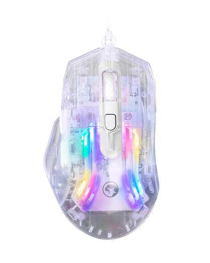 Mouse Gamer Marvo Scorpion M413 Transparente 7200 DPI – RGB, Silencioso, 6 Botones Programables