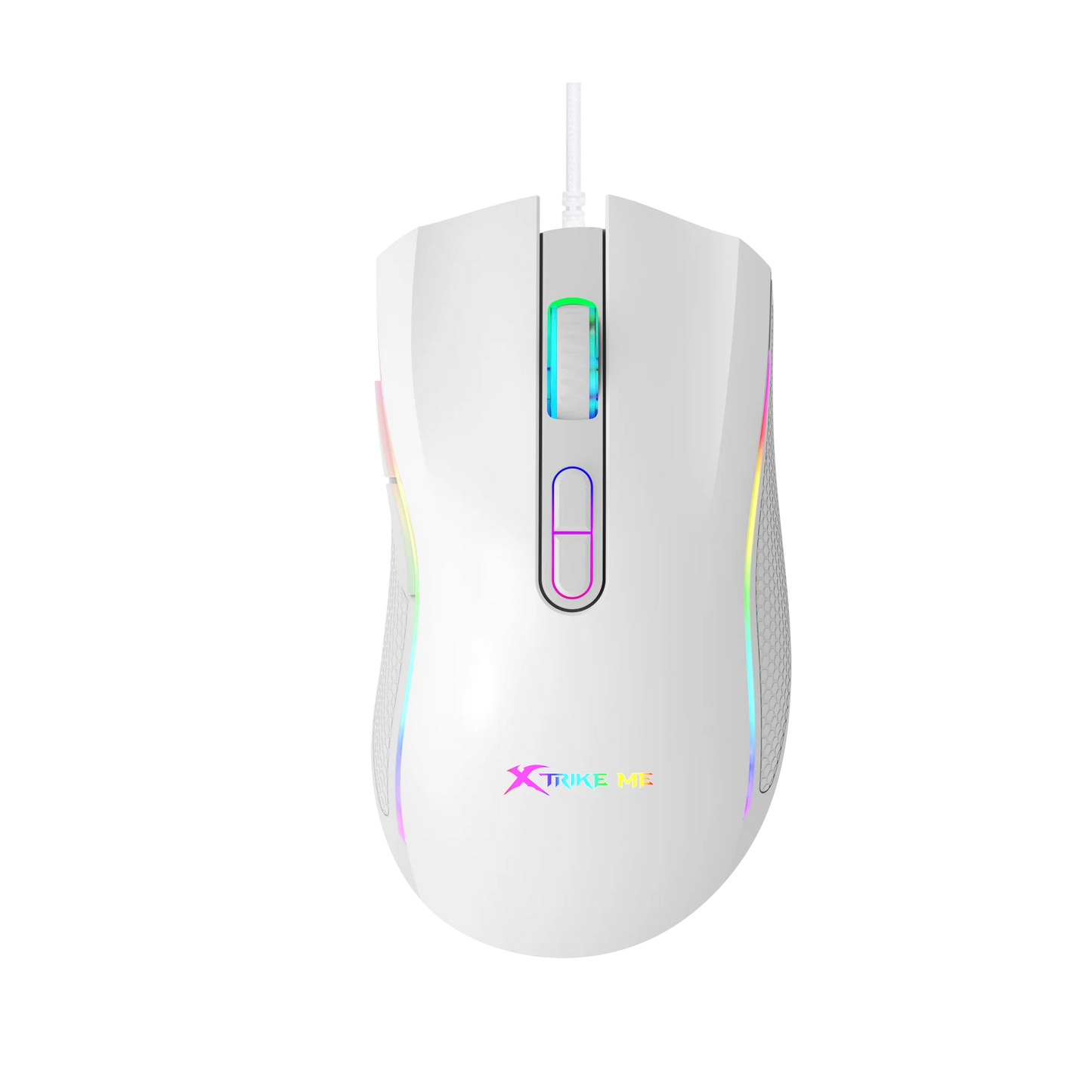 Mouse Gamer Xtrike-Me GM-314 WH 7200 DPI – RGB, 7 Botones, Cable Trenzado 1,5 m, Blanco