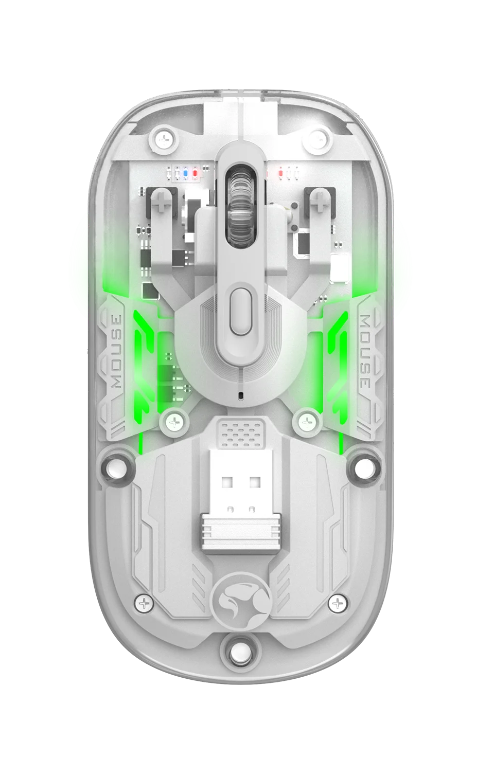 Souris Marvo M808W Transparente Dual Sans Fil 2.4G + Bluetooth 5.1 – 1600 DPI, Silencieuse, RGB 7 Couleurs