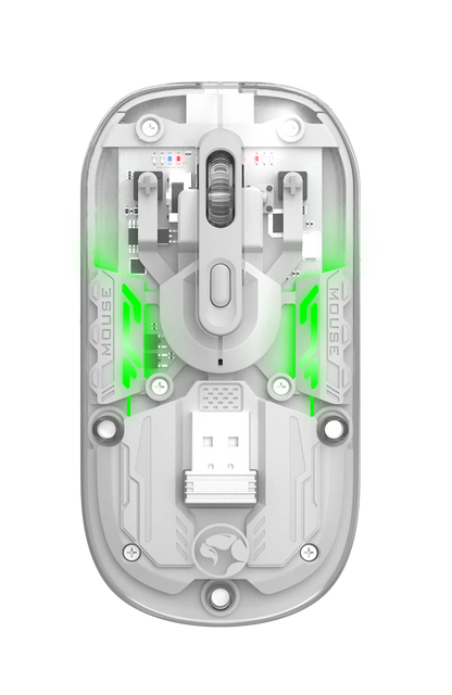 Souris Marvo M808W Transparente Dual Sans Fil 2.4G + Bluetooth 5.1 – 1600 DPI, Silencieuse, RGB 7 Couleurs