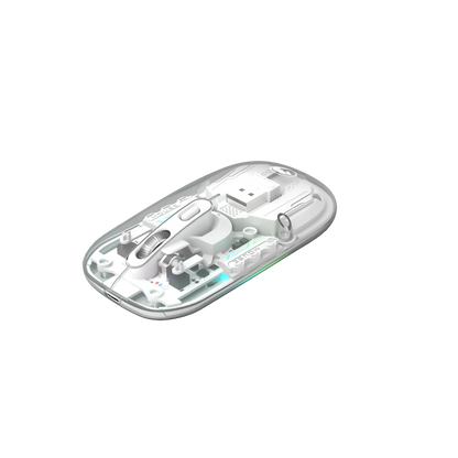 Souris Marvo M808W Transparente Dual Sans Fil 2.4G + Bluetooth 5.1 – 1600 DPI, Silencieuse, RGB 7 Couleurs