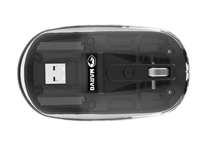 Souris Marvo M810W BK transparente double sans fil 2,4 GHz + Bluetooth 5.2 – 1600 DPI, 7 couleurs