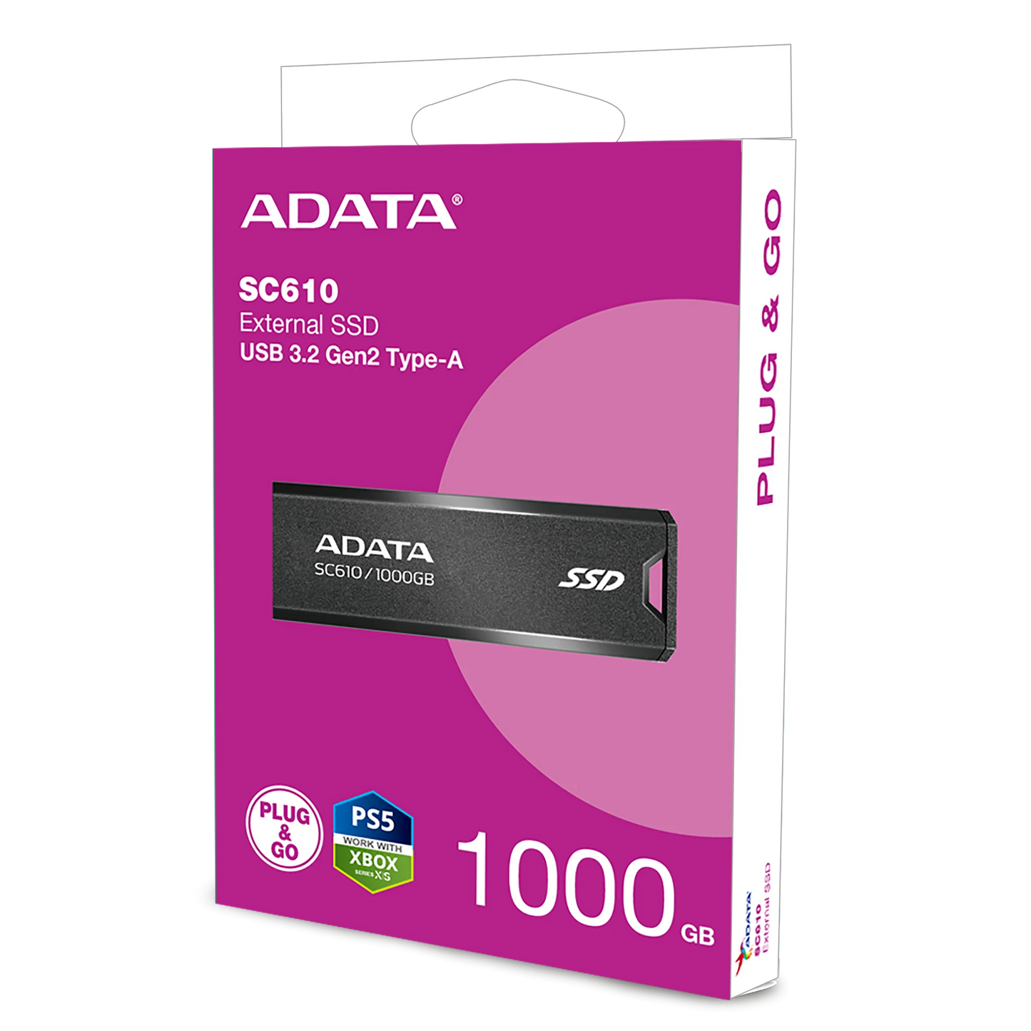 External SSD ADATA SC610 1TB USB 3.2 Gen2 – 550MB/s, pen drive format