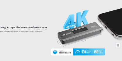 SSD Externo Dual Mini Hiksemi SWIFT 1TB USB-A + USB-C 3.2 Gen 2 – 530MB/s