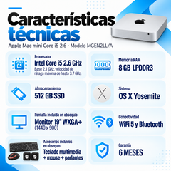 Apple Mac mini MGEN2LL/A: ficha técnica, RAM 8 GB LPDDR3, OS X Yosemite y garantía 6 meses