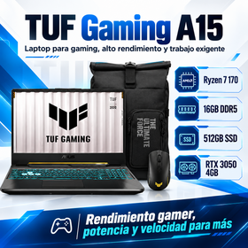 ASUS TUF Gaming A15 con Ryzen 7 170, 16 GB DDR5, SSD 512 GB y NVIDIA GeForce RTX 3050 de 4 GB