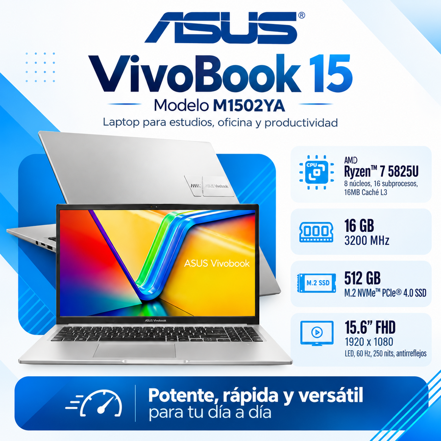 Laptop ASUS Vivobook 15 M1502YA | Ryzen 7 5825U | 16 GB | SSD 512 GB