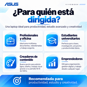 ASUS VivoBook S16 M3607 para profesionales, universitarios, creadores de contenido y emprendedores