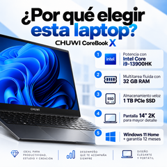 Ventajas Chuwi CoreBook X: Core i9, 32 GB RAM, SSD 1 TB, pantalla 2K, Windows 11 Home y garantía de 12 meses