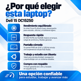 Razones para elegir Dell 15 DC15250 con garantía de un año