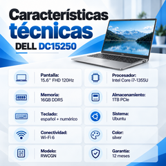 Dell DC15250 RWCGN Core i7-1355U, 16 GB DDR5 y SSD 1 TB — características técnicas