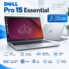 Dell Pro 15 Essential 2DWMK, Core i5-1334U, 8 GB DDR5, SSD 512 GB, Ubuntu — presentación