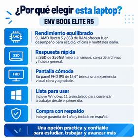 Razones para elegir ENV Book Elite R5 con garantía de un año