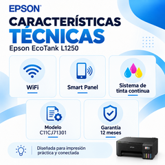 Características técnicas de Epson EcoTank L1250 y garantía de 12 meses