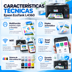 Características Epson EcoTank L4360: imprime, copia, escanea y se controla con Epson Smart Panel