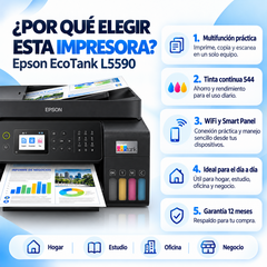 Beneficios Epson EcoTank L5590: tinta continua 544, Wi-Fi y garantía de 12 meses