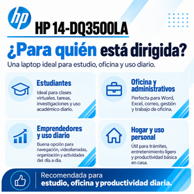 HP 14-DQ3500LA para estudiantes, oficina, emprendedores y uso doméstico
