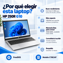 HP 250R G10 C78E2AT Core 5-120U, 16 GB DDR4 y SSD 1 TB, FreeDOS — beneficios