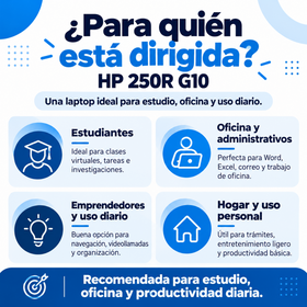 HP 250R G10 para estudiantes, trabajo de oficina, emprendedores y uso personal