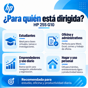 HP 255 G10 para estudiantes, oficina, emprendedores y uso personal