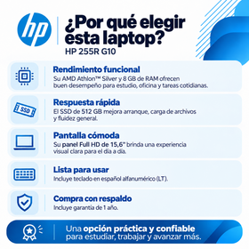 Ventajas de la HP 255R G10 para productividad cotidiana y garantía de 1 año