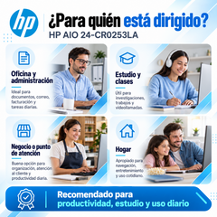 HP AIO 24-CR0253LA: usos para oficina, estudio, negocios y hogar